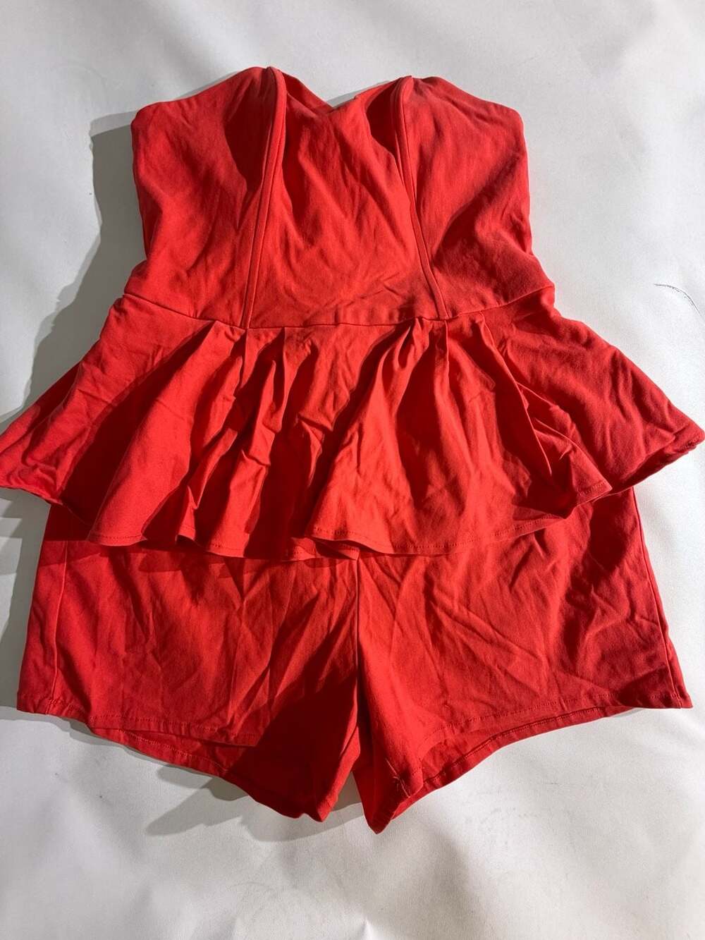 NWT Charlotte Russe Coral Red Strapless Peplum Romper Womens Size 1X